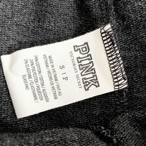 VS PINK RARE High Low Marl Grey Ombré Script Logo Hoodie & Joggers Matching Set - Picture 9 of 10